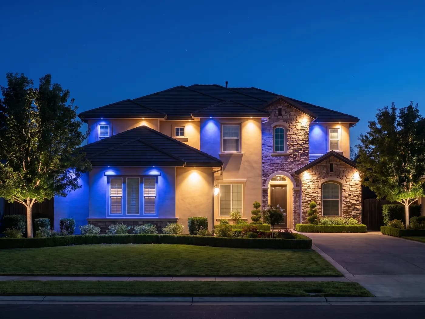 The same home lit for Game Day